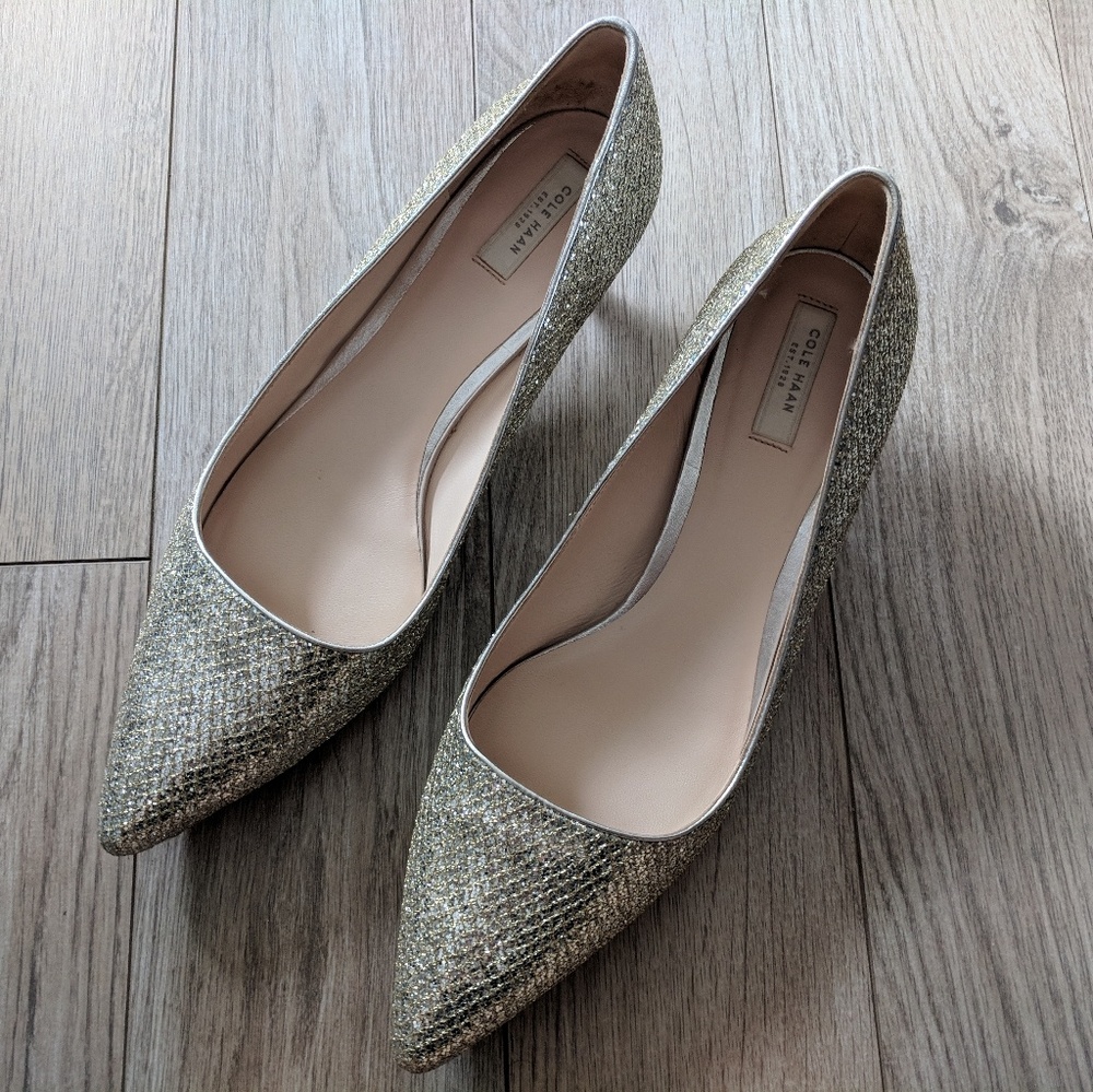 Cole Haan Bradshaw Pump, soft gold glitt, size 9.5